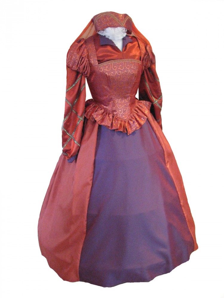 Ladies Tudor Elizabethan Costume and headdress Size 10 - 12 Image